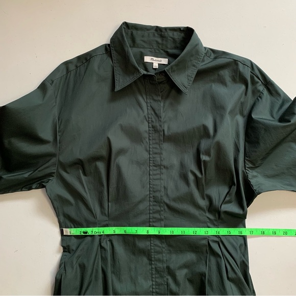 Madewell Tucked Mini Shirtdress in Summit Green Size 12 NWT Long Sleeve Cotton - Picture 15 of 17